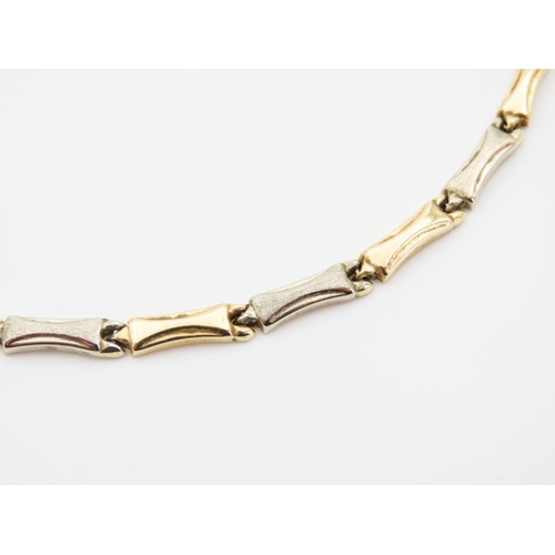 1150 - 14 Carat Yellow and White Gold Ladies Necklace Panel Link Form 42cm Long