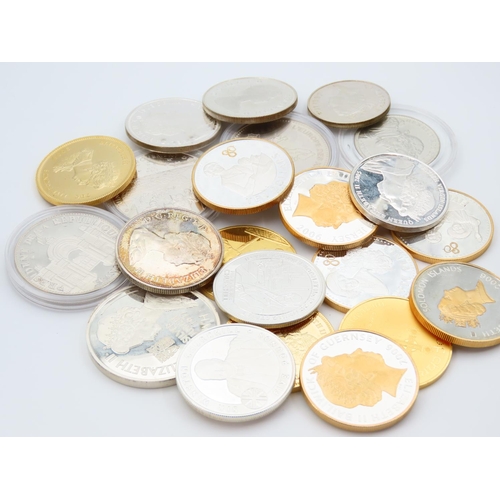 1153 - Collection of Various Silver and Gold Overlaid Coins Quantity as Photographed