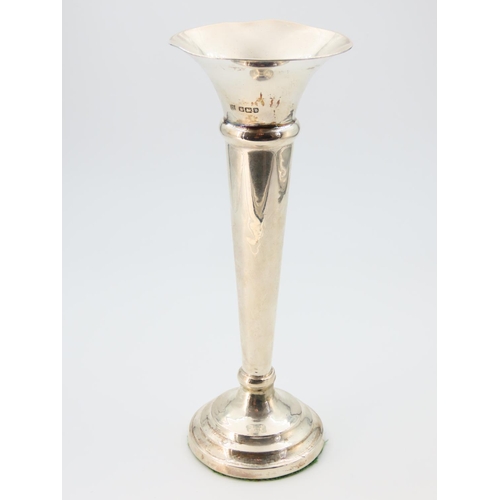 1158 - Silver Spill Vase Tapering Trumpet Form 18cm High