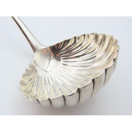 1159 - Silver Tareen Spoon Scallop Shell Motif Well 34cm Long