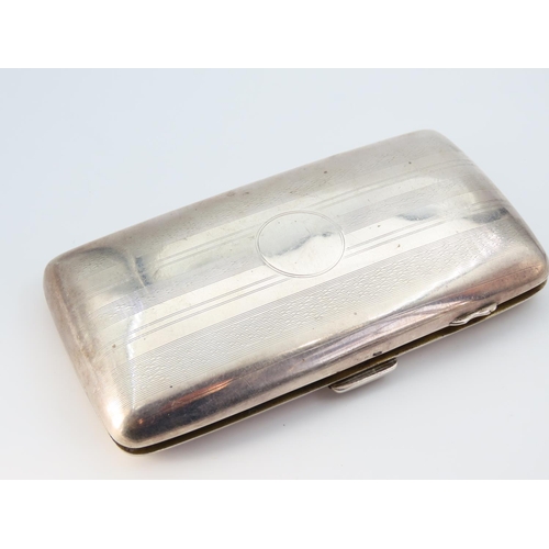 1161 - Silver Cigar Case Hinged Cover Gilded Interior 13cm High x 7cm Wide