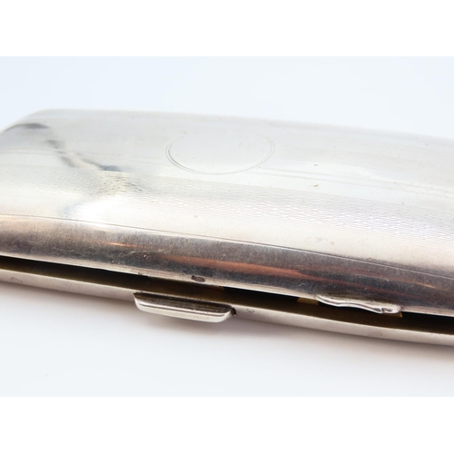 1161 - Silver Cigar Case Hinged Cover Gilded Interior 13cm High x 7cm Wide