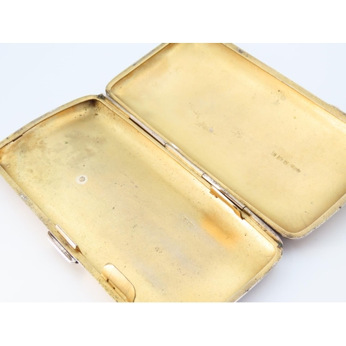 1161 - Silver Cigar Case Hinged Cover Gilded Interior 13cm High x 7cm Wide