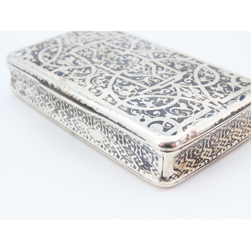 1169 - Unusual Silver Pill or Snuff Box Gilded Interior Possibly Russian 9cm Long x 5cm Wide