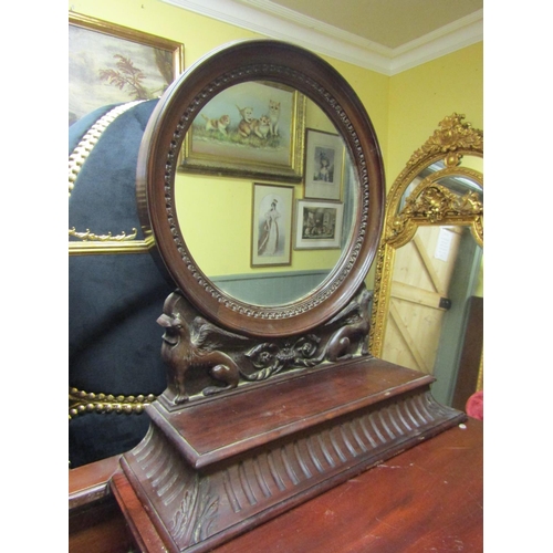 117 - Generous Form Mahogany Inverted Break Front Mirror and Brass Rail Back Sideboard Approximately 7ft W... 