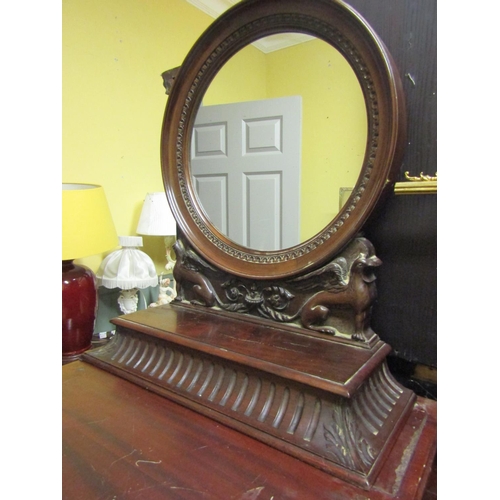 117 - Generous Form Mahogany Inverted Break Front Mirror and Brass Rail Back Sideboard Approximately 7ft W... 