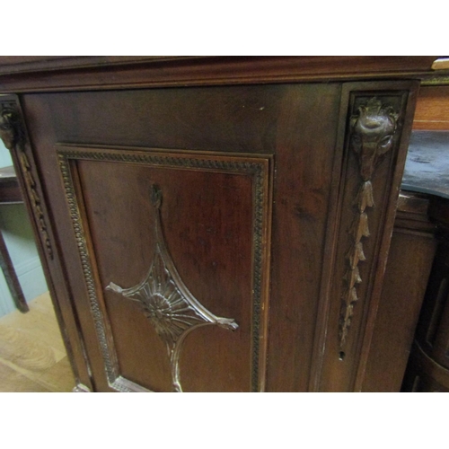 117 - Generous Form Mahogany Inverted Break Front Mirror and Brass Rail Back Sideboard Approximately 7ft W... 