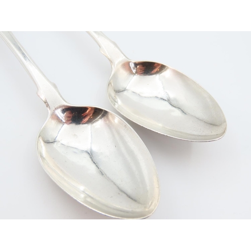 1172 - Pair of Silver Dessert Spoons Fiddle Pattern Each 17cm Long