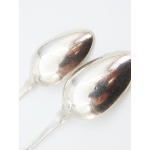 1172 - Pair of Silver Dessert Spoons Fiddle Pattern Each 17cm Long