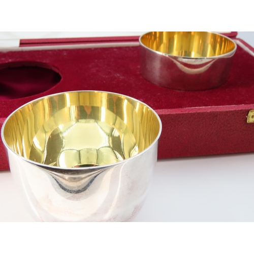 1176 - Pair of Silver Bowls Restrained Reform Gilded Interiors by Gerrard and Co Contained within Original ... 