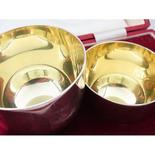 1176 - Pair of Silver Bowls Restrained Reform Gilded Interiors by Gerrard and Co Contained within Original ... 