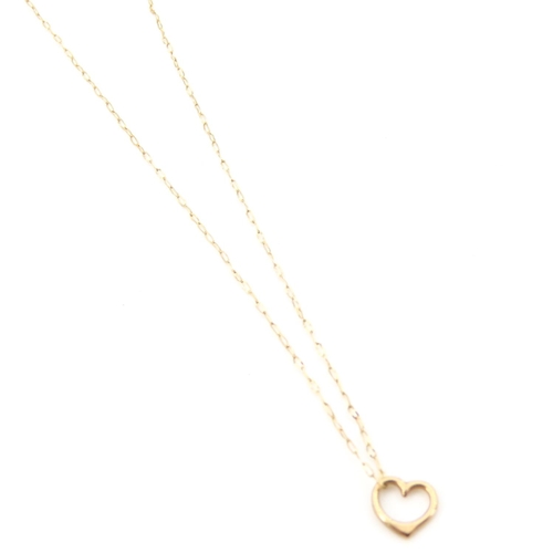 1178 - 9 Carat Yellow Gold Ladies Heart Motif Pendant Necklace 50cm Long