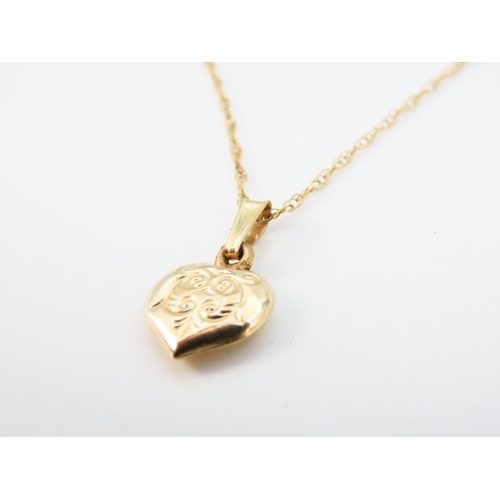 1179 - 9 Carat Yellow Gold Pendant 1cm High Set on 9 Carat Yellow Gold Chain 50cm Long