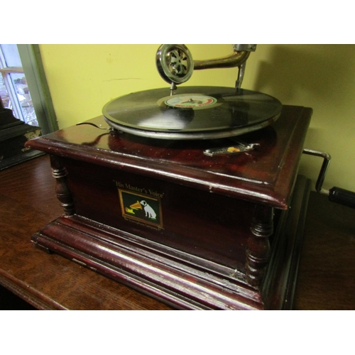 118 - His Masters Voice Brass Horn Gramophone Working Order