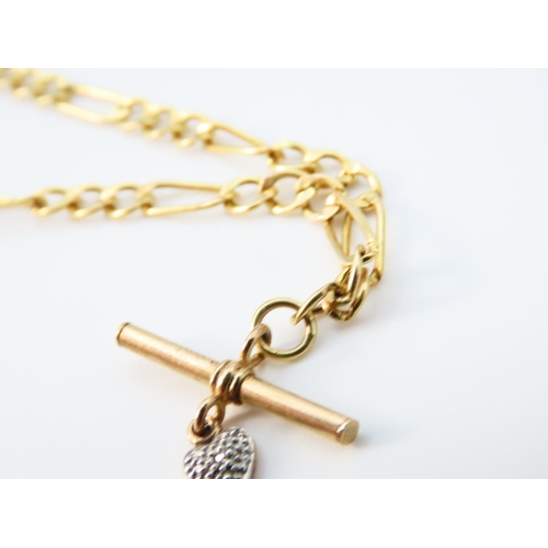 1180 - 9 Carat Yellow Gold T-Bar Ladies Bracelet with Heart Motif Locket Bracelet 18cm Long. Please Note Ma... 