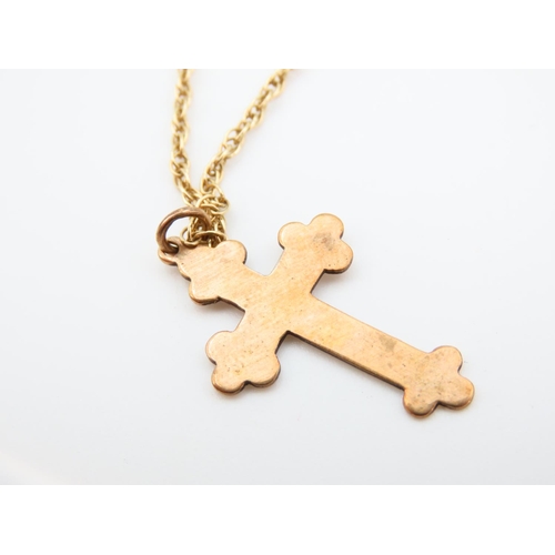 1183 - Crucifix Pendant 9 Carat Yellow Gold 3cm High Mounted on 9 Carat Yellow Gold Chain 46cm Long