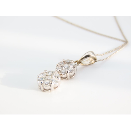 1184 - Diamond Twin Form Pendant Mounted on 18 Carat White Gold 2cm High Set on 9 Carat White Gold Chain 46... 