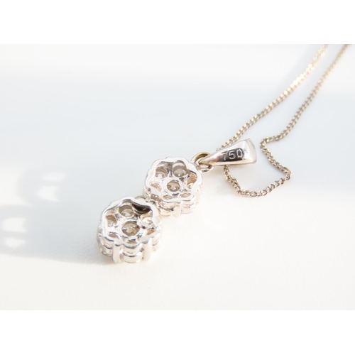 1184 - Diamond Twin Form Pendant Mounted on 18 Carat White Gold 2cm High Set on 9 Carat White Gold Chain 46... 