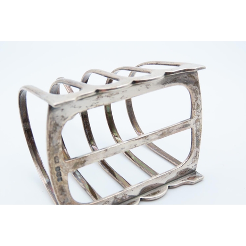 1186 - Silver Four Slice Toast Rack with Integral Handle 12cm High x 7cm Wide