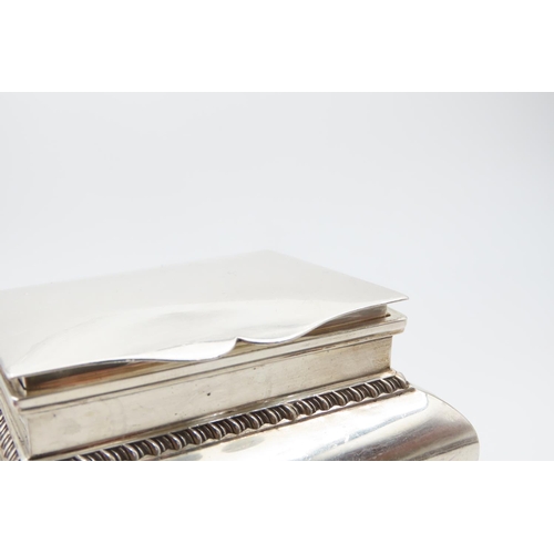 1187 - Silver Desk Box Shaped Form 8cm High Hinged Top