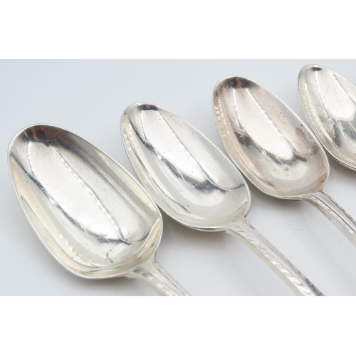 1192 - Set of Six Silver Dessert Spoons Bright Cut Detailing Each 18cm Long