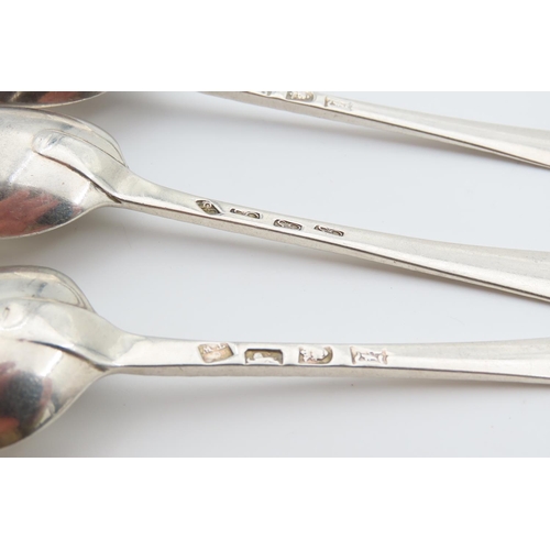 1192 - Set of Six Silver Dessert Spoons Bright Cut Detailing Each 18cm Long