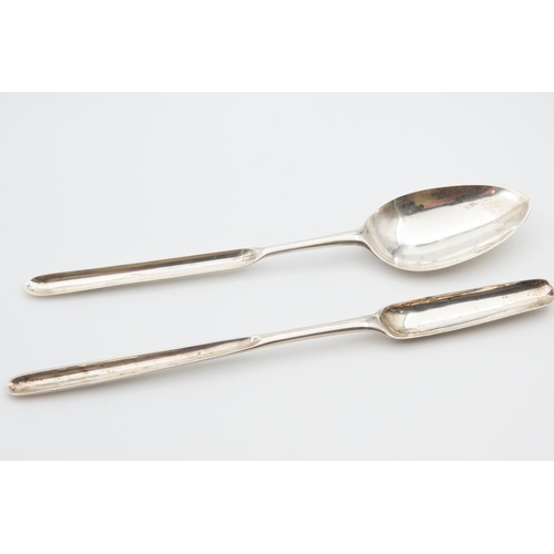 1193 - Two Silver Marrow Scoop Spoons Each Approximately 22cm Long