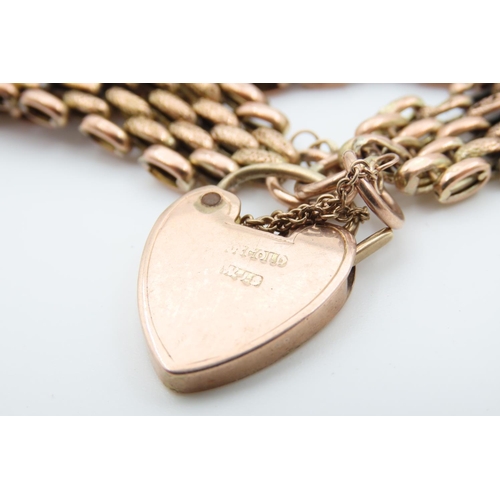 1196 - 9 Carat Rose Gold Ladies Bracelet Heart Motif Locket Clasp with Engraved Detailing