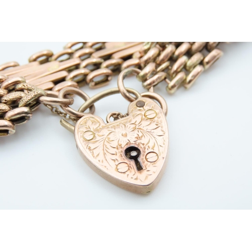 1196 - 9 Carat Rose Gold Ladies Bracelet Heart Motif Locket Clasp with Engraved Detailing