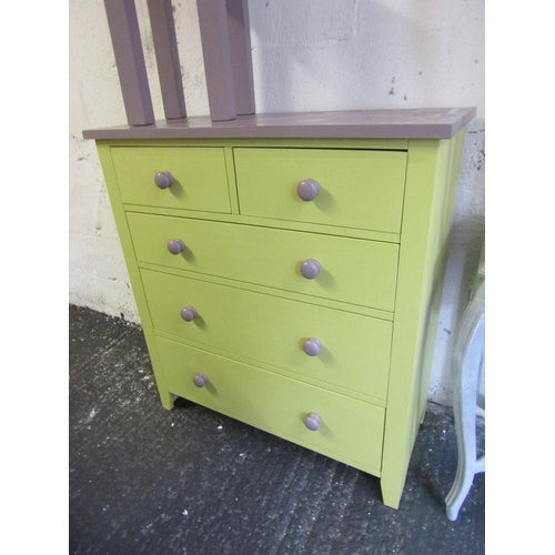 12 - Painted Pine Chest Two Short Three Long Drawers Turn Handles Approximately 44 Inches Wide x 47 Inche... 