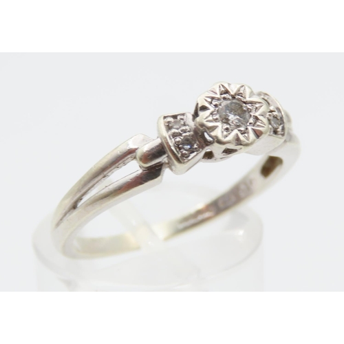 1204 - Diamond Set 9 Carat White Gold Ladies Ring with Further Set Diamond Decoration to Shoulders Ring Siz... 