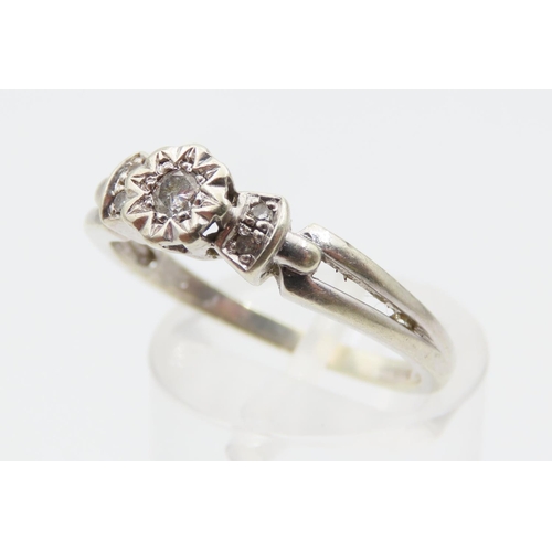 1204 - Diamond Set 9 Carat White Gold Ladies Ring with Further Set Diamond Decoration to Shoulders Ring Siz... 