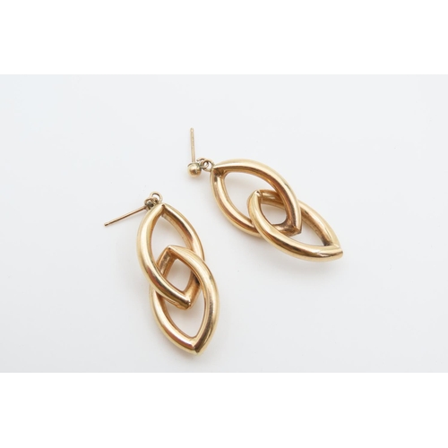 1210 - Pair of Modernist Form 9 Carat Yellow Gold Ladies Earrings Each 4cm High