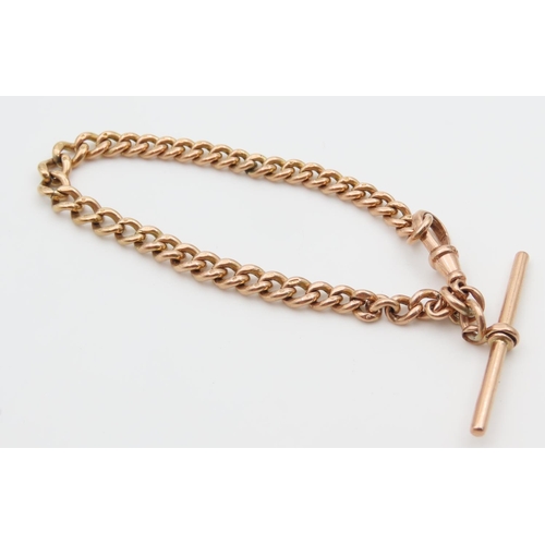 1218 - 9 Carat Rose Gold T-Bar Bracelet or Albert Chain 18cm Long