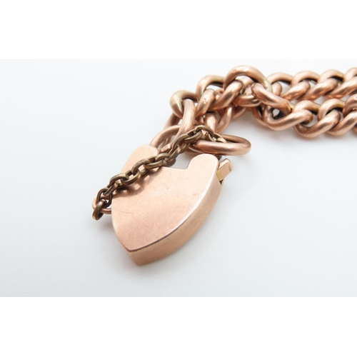 1220 - 9 Carat Rose Gold Ladies Bracelet Interlinking Form with Heart Motif Locket 19cm Long