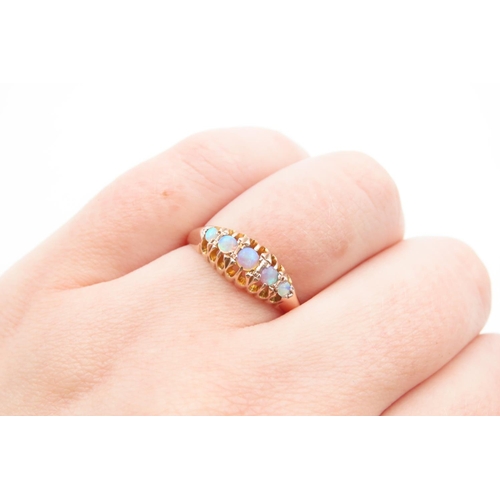 1225 - Five Stone Moon Stone 9 Carat Rose Gold Ladies Ring Size P