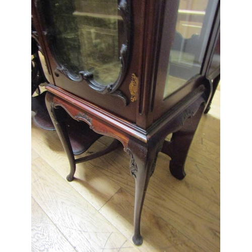 123 - Victorian Marquetry Decorated Mahogany Display Cabinet Finely Detailed Approximately 6ft Wide x 7ft ... 