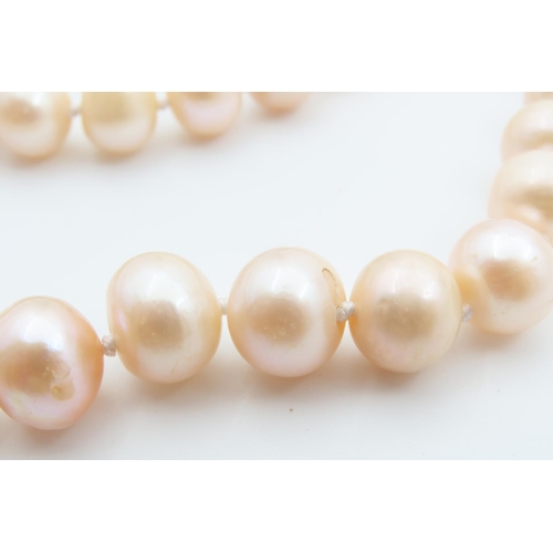 1232 - Pearl Single Strand Necklace with Barrel Form Magnetic Clasp 40cm Long