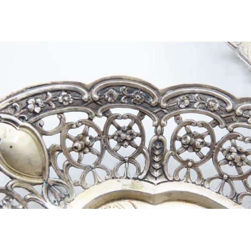 1235 - Pair of Silver Fruit or Bon Bon Dishes Cherub Motif Decoration to Centre Each 18cm Wide x 14cm Deep