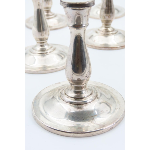 1236 - Set of Six Silver Mounted Wine Goblets Turned Pedestal Form Each 18cm High