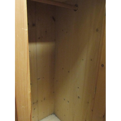 124 - Pine Twin Door Wardrobe Five Drawers to Base Approximately 5ft Wide x 6ft 6 Inches High