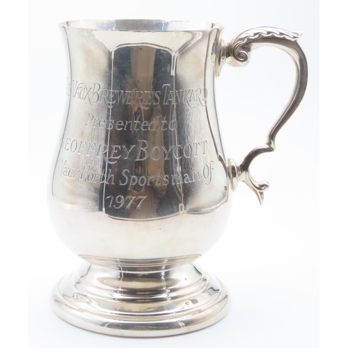 1240 - Silver Tankard Vaux Breweries Tankard Presented to Geoffrey Boycott Cricketer by Vaux North Sportsma... 