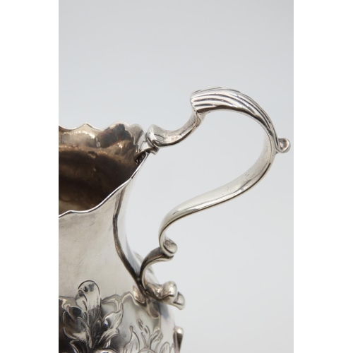 1242 - Silver Milk Jug Rocco Form Shaped Supports 12cm High