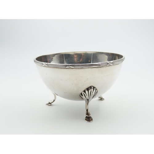 1244 - Silver Sugar Bowl Restrained Circular Form Shaped Supports 10cm Diameter x 7cm High