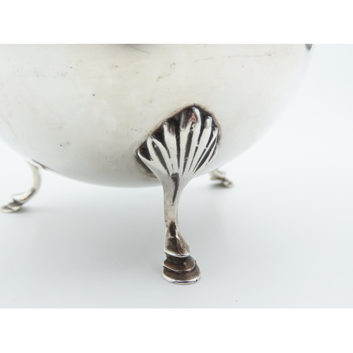 1244 - Silver Sugar Bowl Restrained Circular Form Shaped Supports 10cm Diameter x 7cm High