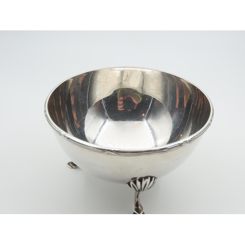 1244 - Silver Sugar Bowl Restrained Circular Form Shaped Supports 10cm Diameter x 7cm High