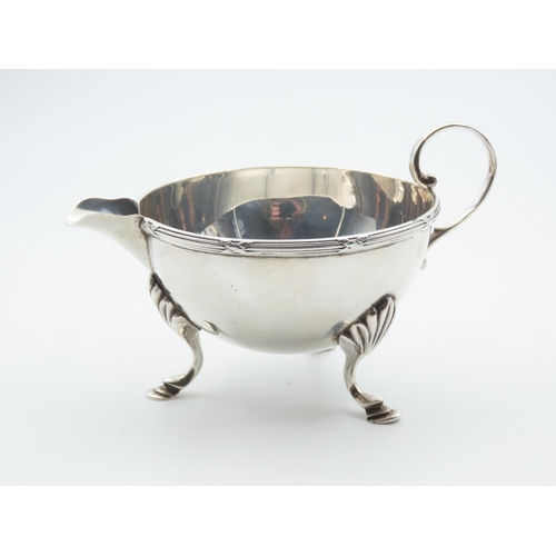 1245 - Matching Silver Milk Jug Restrained Circular Form Shaped Supports 8.5cm Diameter x 6cm High