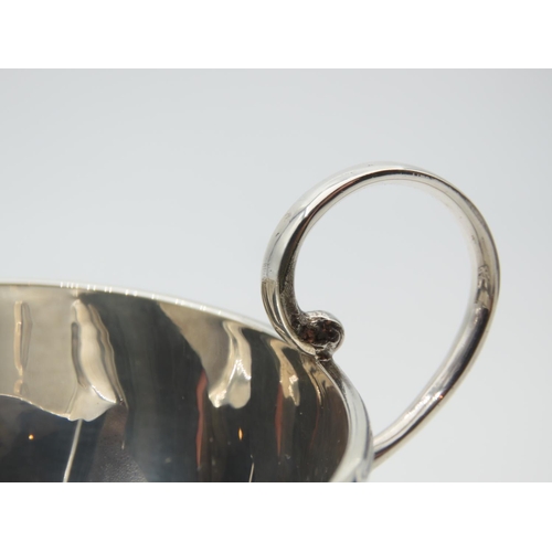 1245 - Matching Silver Milk Jug Restrained Circular Form Shaped Supports 8.5cm Diameter x 6cm High