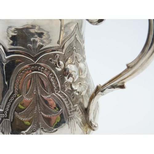 1247 - Silver Tankard Shaped Form Flying Sea Scroll Handle above Turned Pedestal Base 13cm High