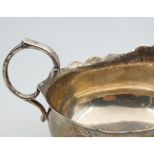 1248 - Silver Sauce Boat Flying Sea Scroll Handle 14cm Wide x 8cm High